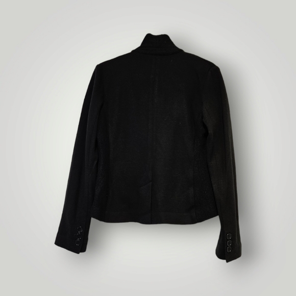 Talbots Blazer Womens 8 Black Jacket Wool Blend Mixed Texture Two Button - Picture 3 of 7